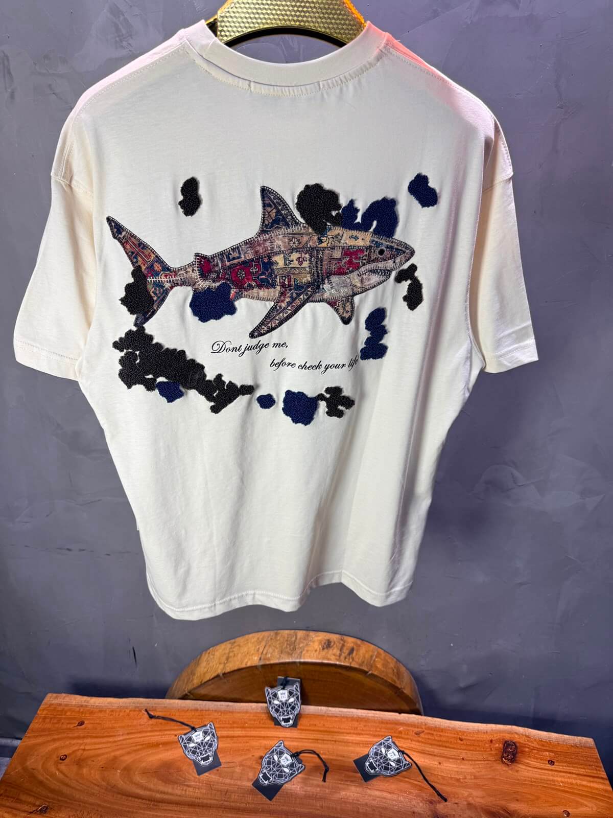 T-Shirt Oversize  Don’t Judge Me — Beige 5169