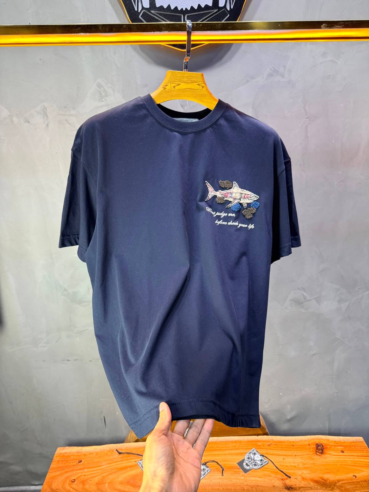 T-Shirt Oversize  Don’t Judge Me — Navy Blue 5169