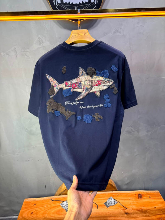 T-Shirt Oversize  Don’t Judge Me — Navy Blue 5169