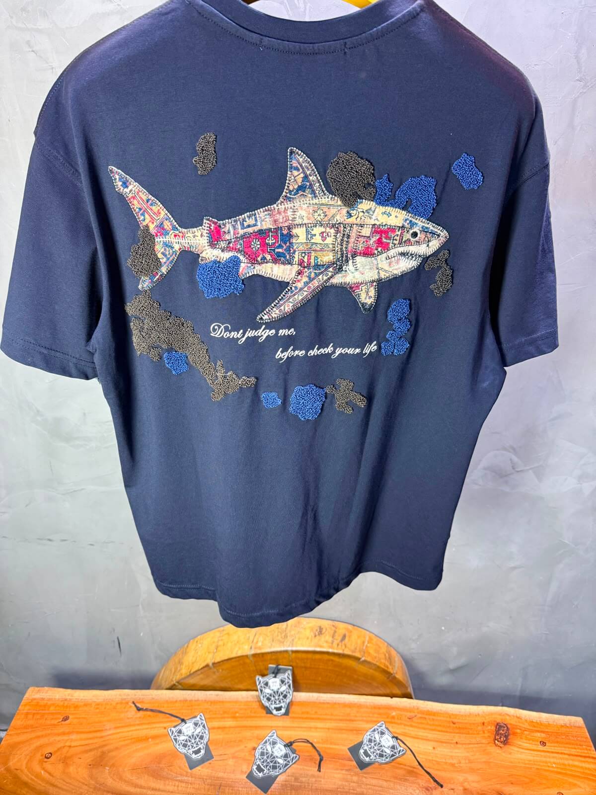 T-Shirt Oversize  Don’t Judge Me — Navy Blue 5169