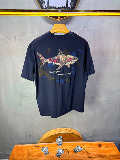 T-Shirt Oversize  Don’t Judge Me — Navy Blue 5169