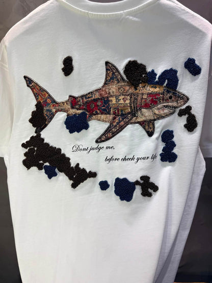 T-Shirt Oversize  Don’t Judge Me — Blanc 5169