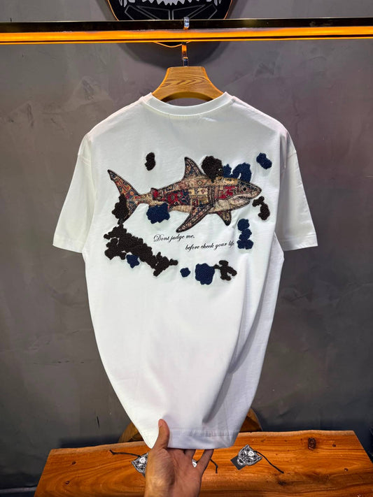 T-Shirt Oversize  Don’t Judge Me — Blanc 5169