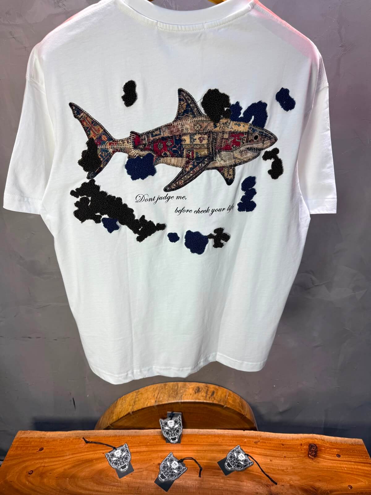 T-Shirt Oversize  Don’t Judge Me — Blanc 5169