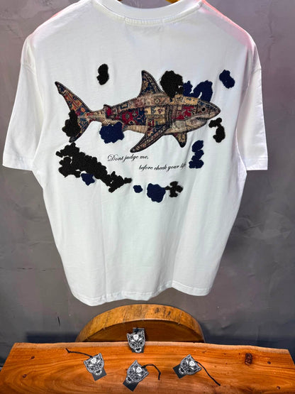 T-Shirt Oversize  Don’t Judge Me — Blanc 5169