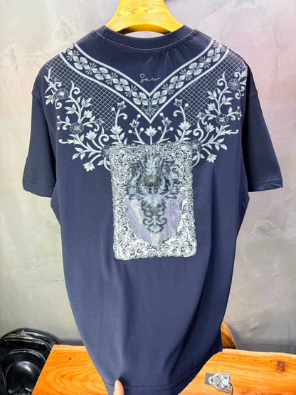 T-Shirt SAW Tiger Floral — Bleu Marine 5163