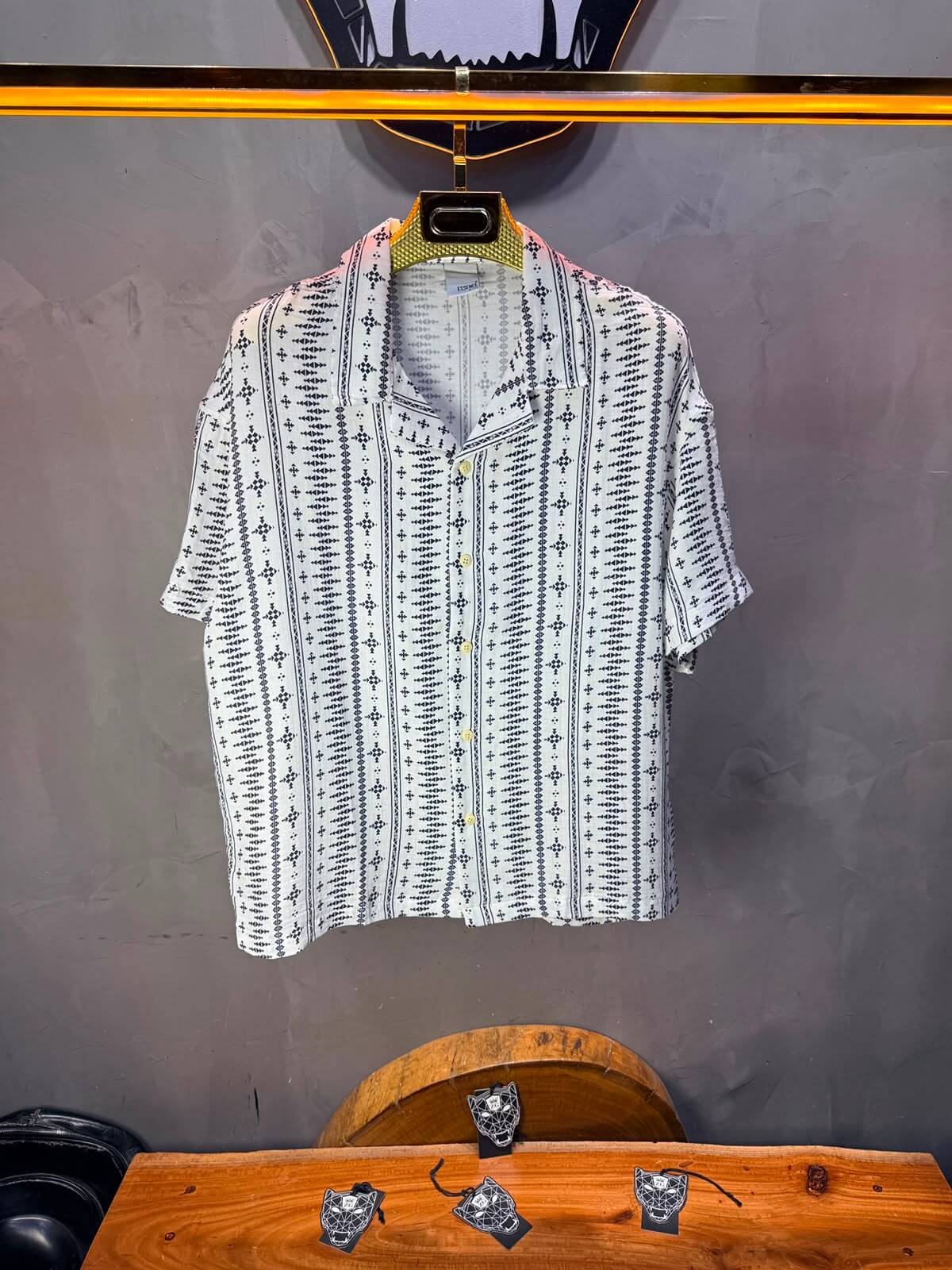 Chemise Amazigh Géométrique — Blanc Blue 174
