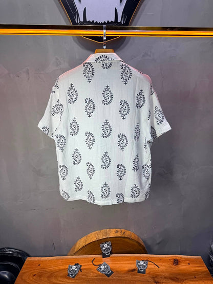 Chemise Paisley Calligraphie — Blanc Blue 175