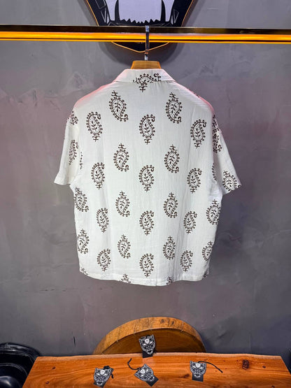 Chemise Paisley Calligraphie — Blanc Brown 175