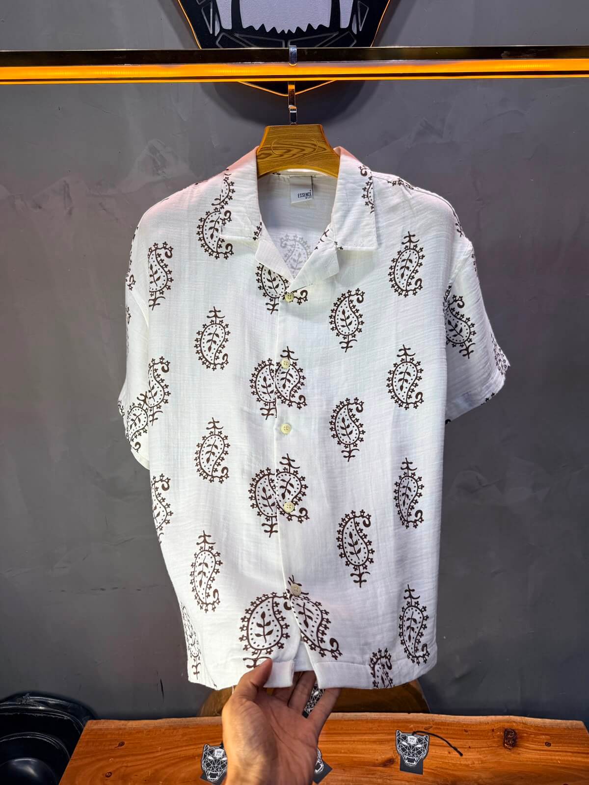 Chemise Paisley Calligraphie — Blanc Brown 175