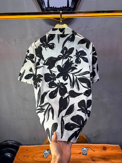Chemise Floral Ink Brush — Blanc Noir 265