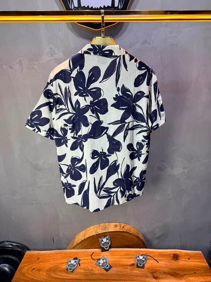 Chemise Floral Ink Brush — Blanc Blue 265