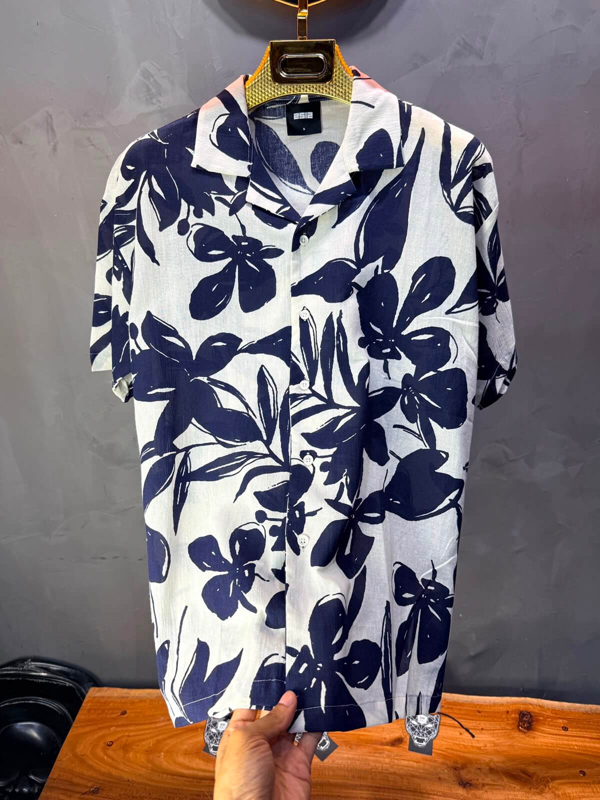 Chemise Floral Ink Brush — Blanc Blue 265