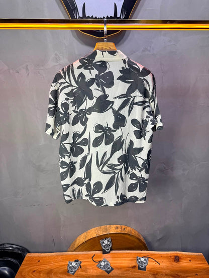 Chemise Floral Ink Brush — Blanc Grey 265