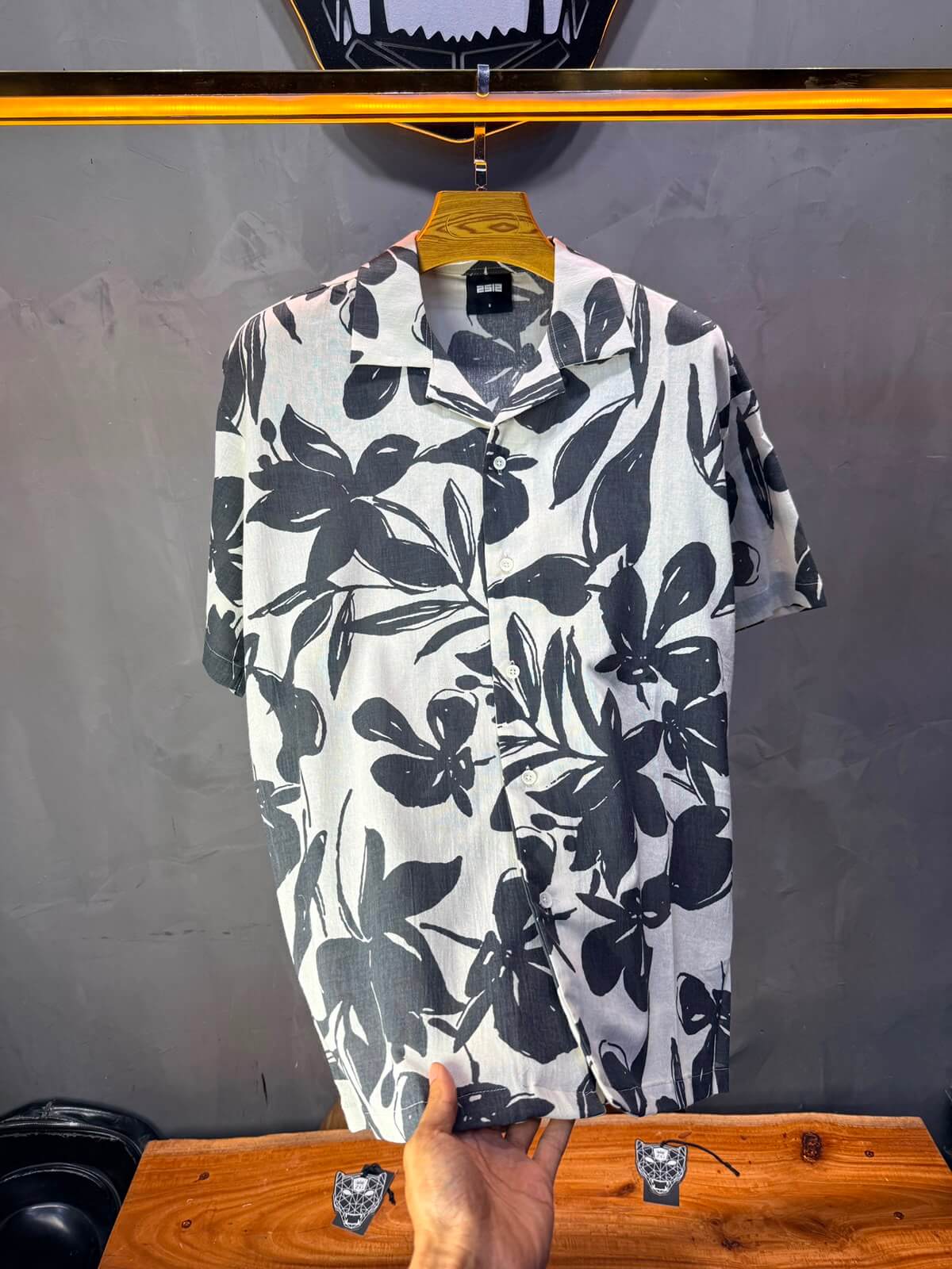 Chemise Floral Ink Brush — Blanc Grey 265
