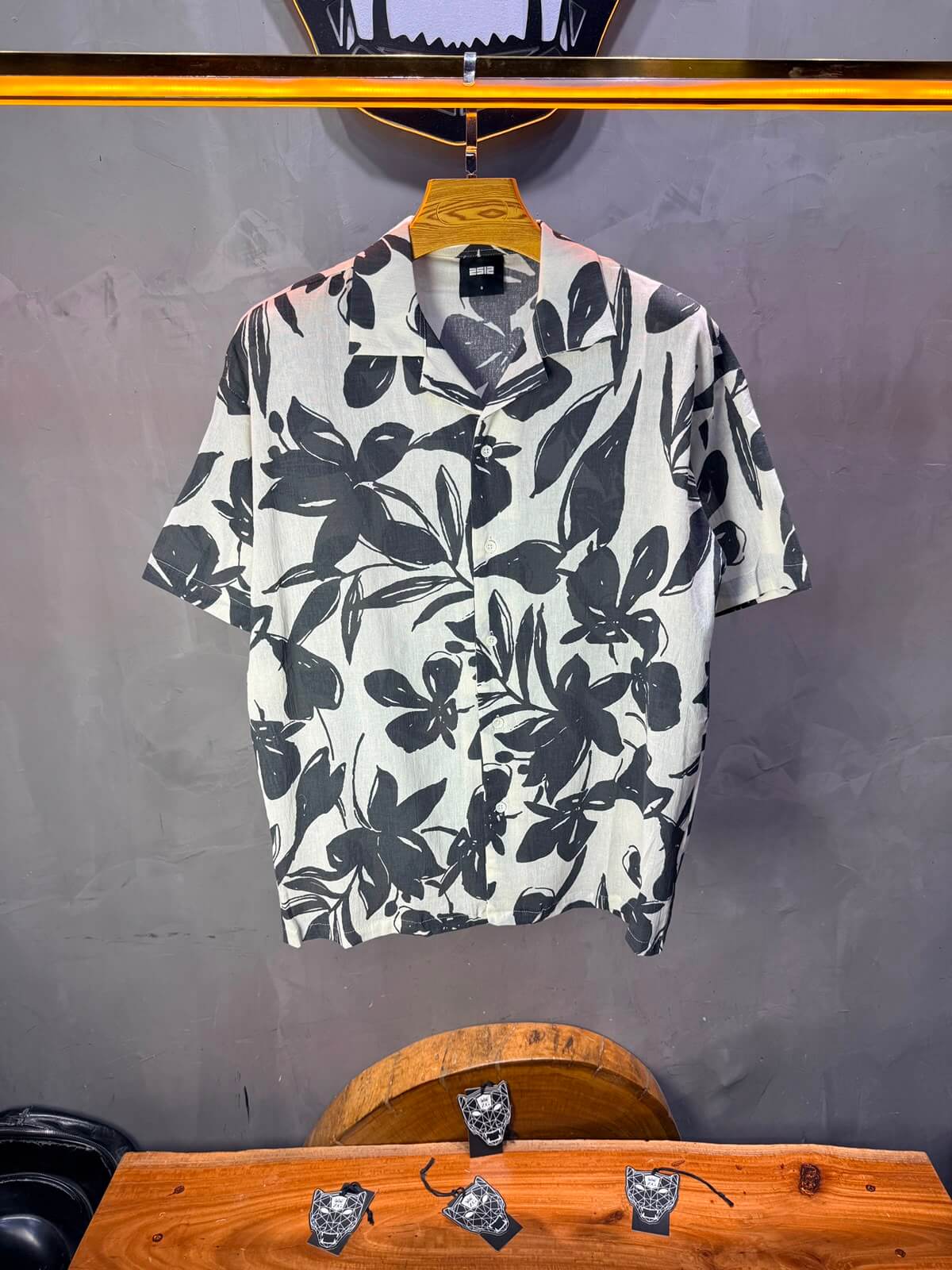Chemise Floral Ink Brush — Blanc Grey 265