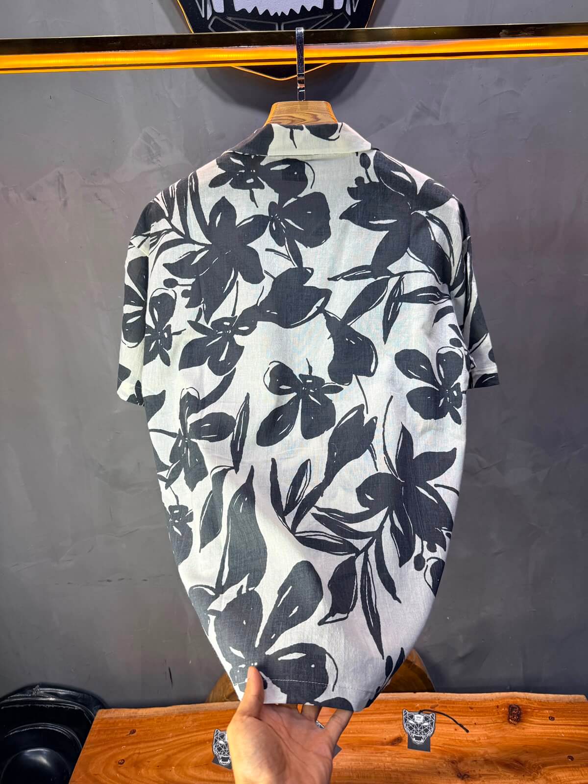 Chemise Floral Ink Brush — Blanc Grey 265