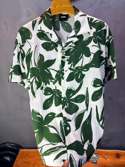 Chemise Floral Ink Brush — Blanc Green 265