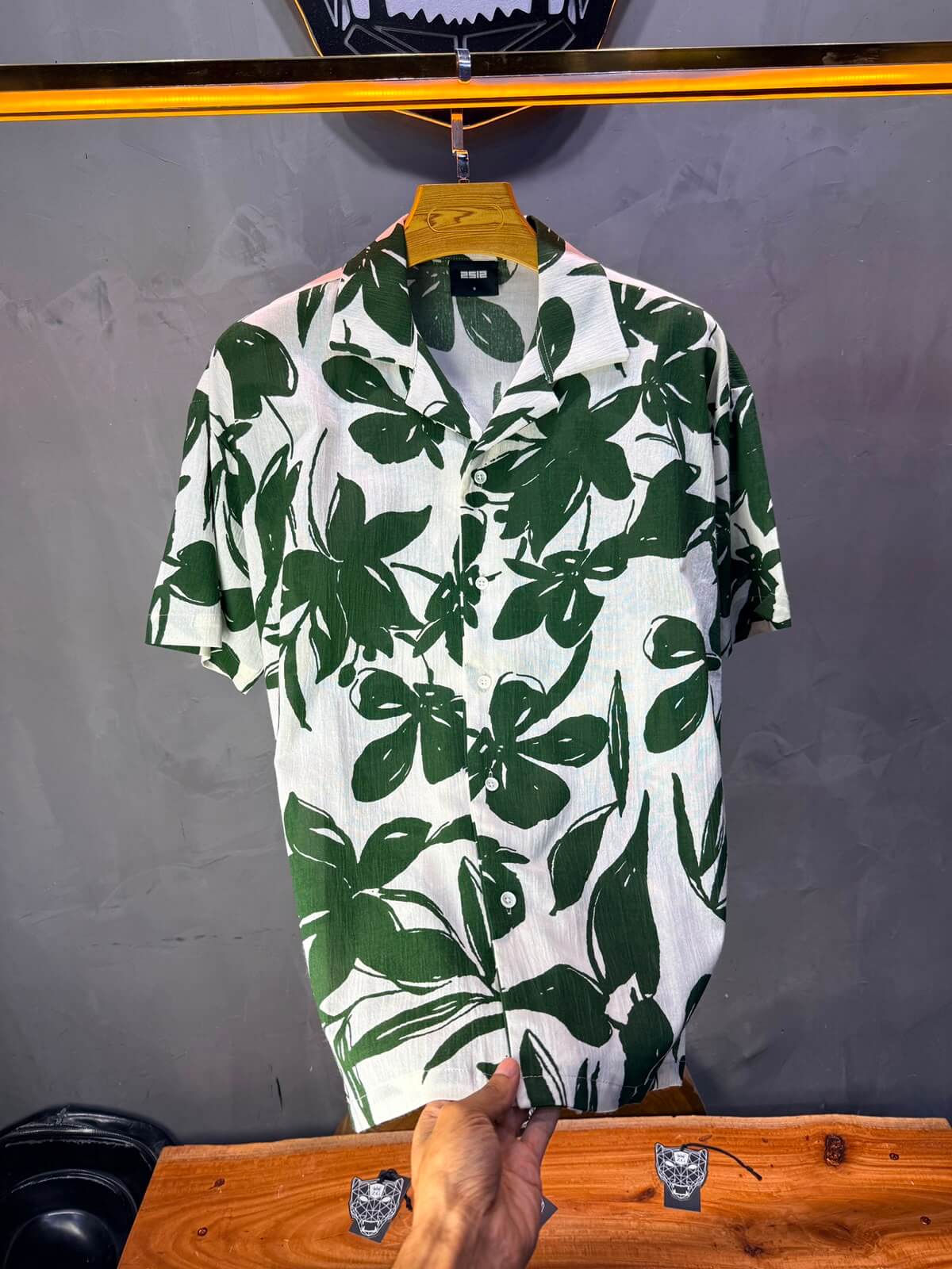 Chemise Floral Ink Brush — Blanc Green 265