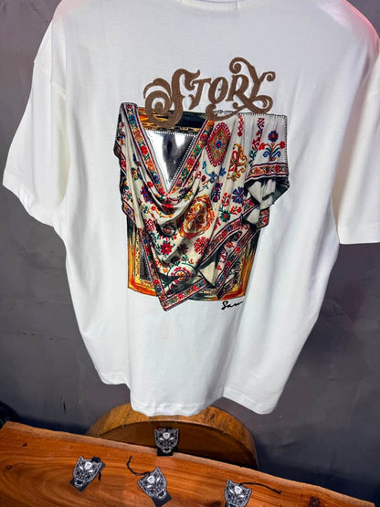 T-Shirt Story Foulard Brodé — Blanc 5182
