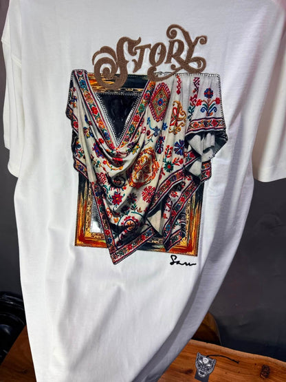 T-Shirt Story Foulard Brodé — Blanc 5182