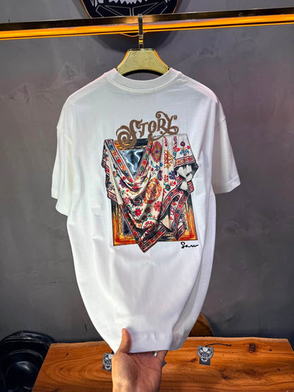 T-Shirt Story Foulard Brodé — Blanc 5182