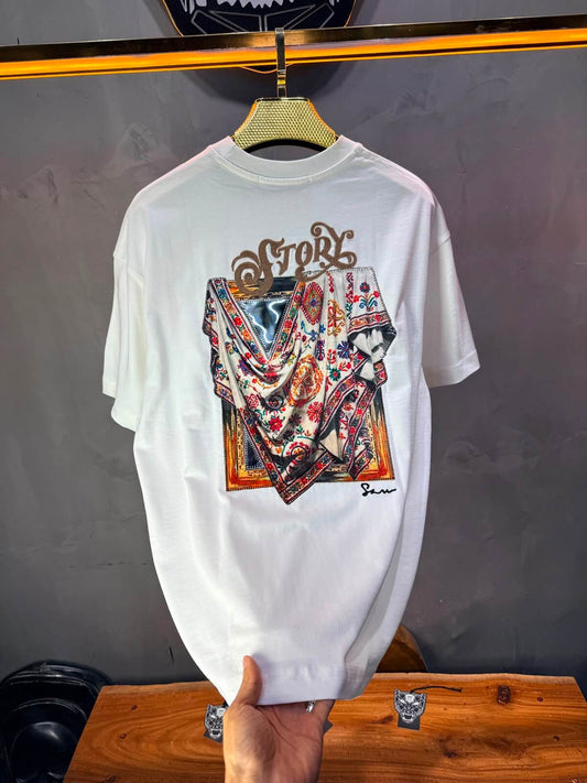 T-Shirt Story Foulard Brodé — Blanc 5182