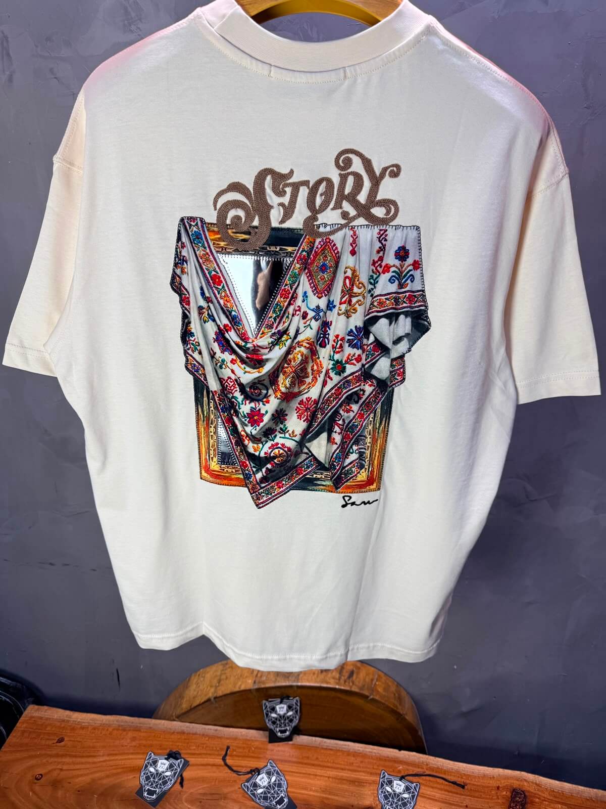 T-Shirt Story Foulard Brodé — Beige 5182