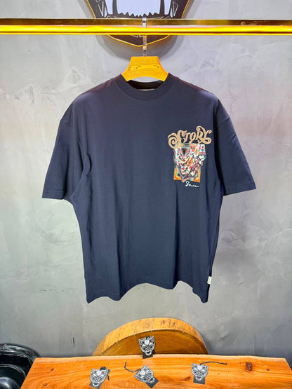 T-Shirt Story Foulard Brodé — Navy Blue 5182