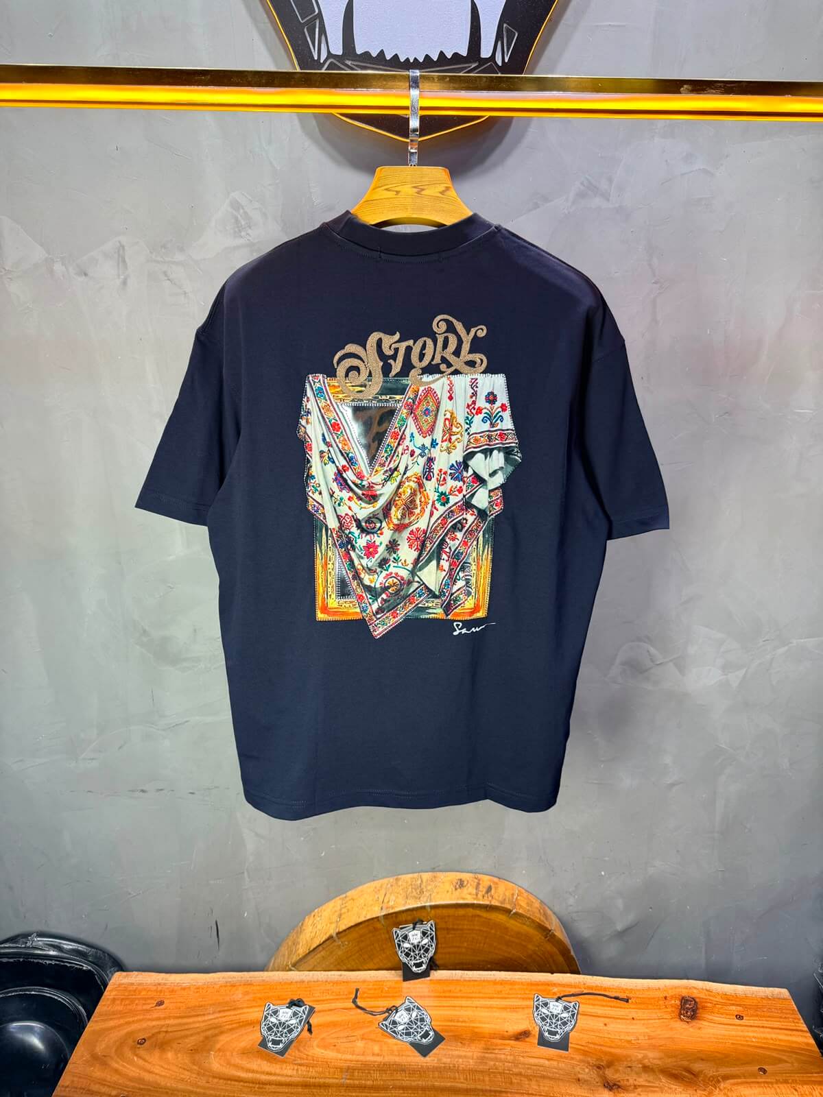 T-Shirt Story Foulard Brodé — Navy Blue 5182