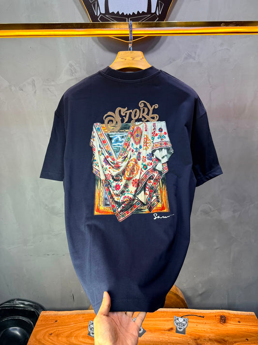 T-Shirt Story Foulard Brodé — Navy Blue 5182