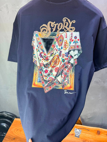 T-Shirt Story Foulard Brodé — Navy Blue 5182
