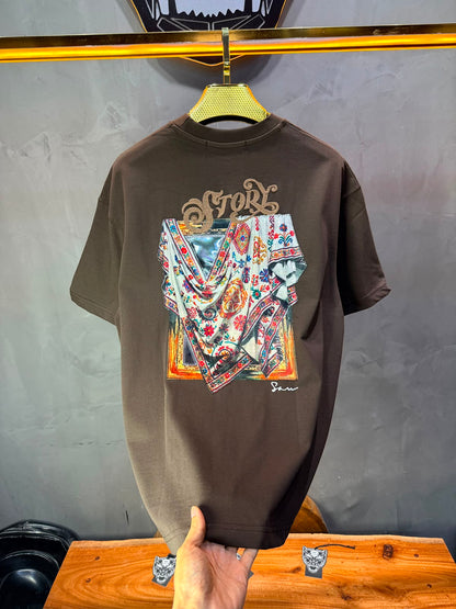 T-Shirt Story Foulard Brodé — Brown 5182