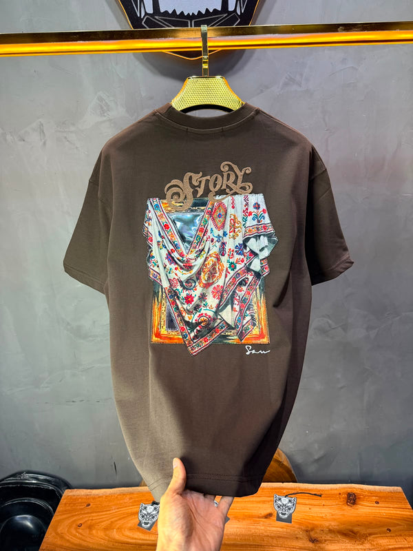 T-Shirt Story Foulard Brodé — Brown 5182