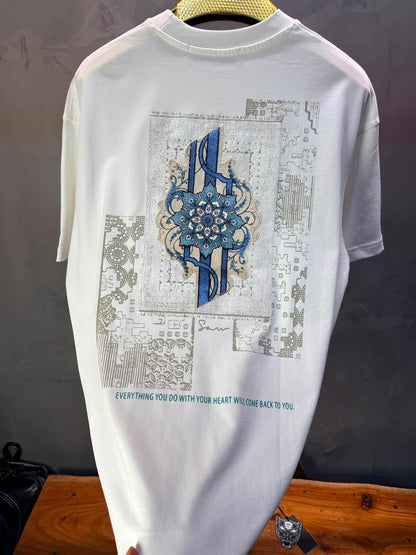 T-Shirt Calligraphie Mandala — Sam — Blanc 5075