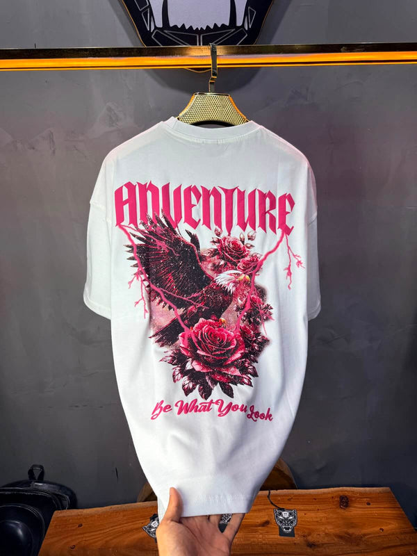 T-Shirt Adventure — Eagle & Roses — Blanc 101