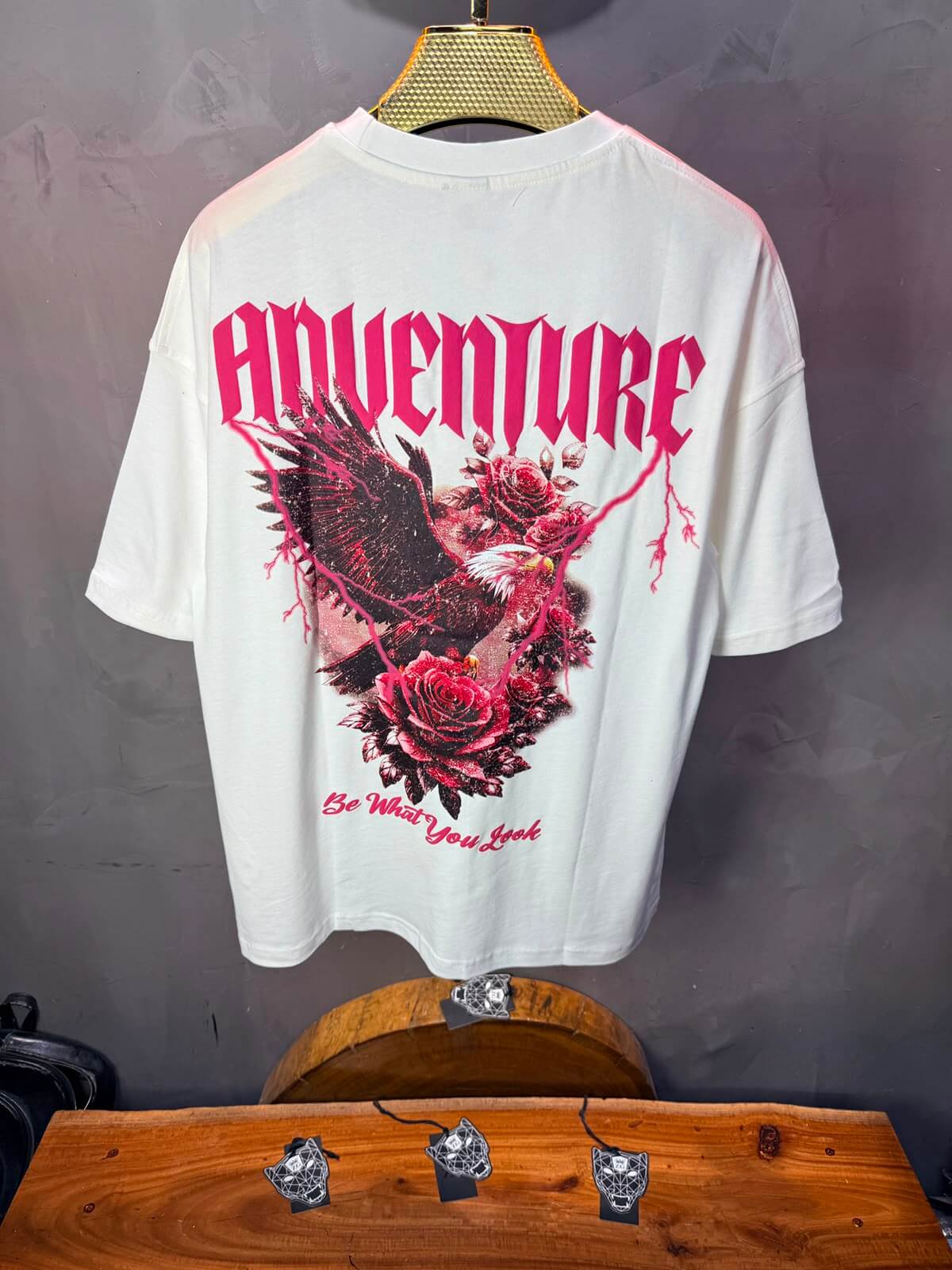 T-Shirt Adventure — Eagle & Roses — Blanc 101