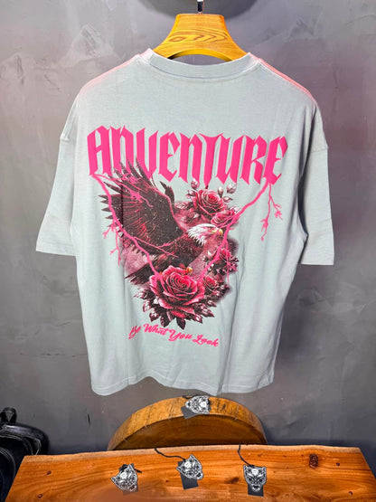 T-Shirt Adventure — Eagle & Roses — Gris Sage 101