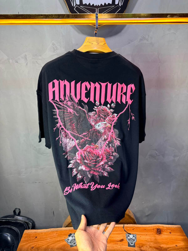 T-Shirt Adventure — Eagle & Roses — Noir 101