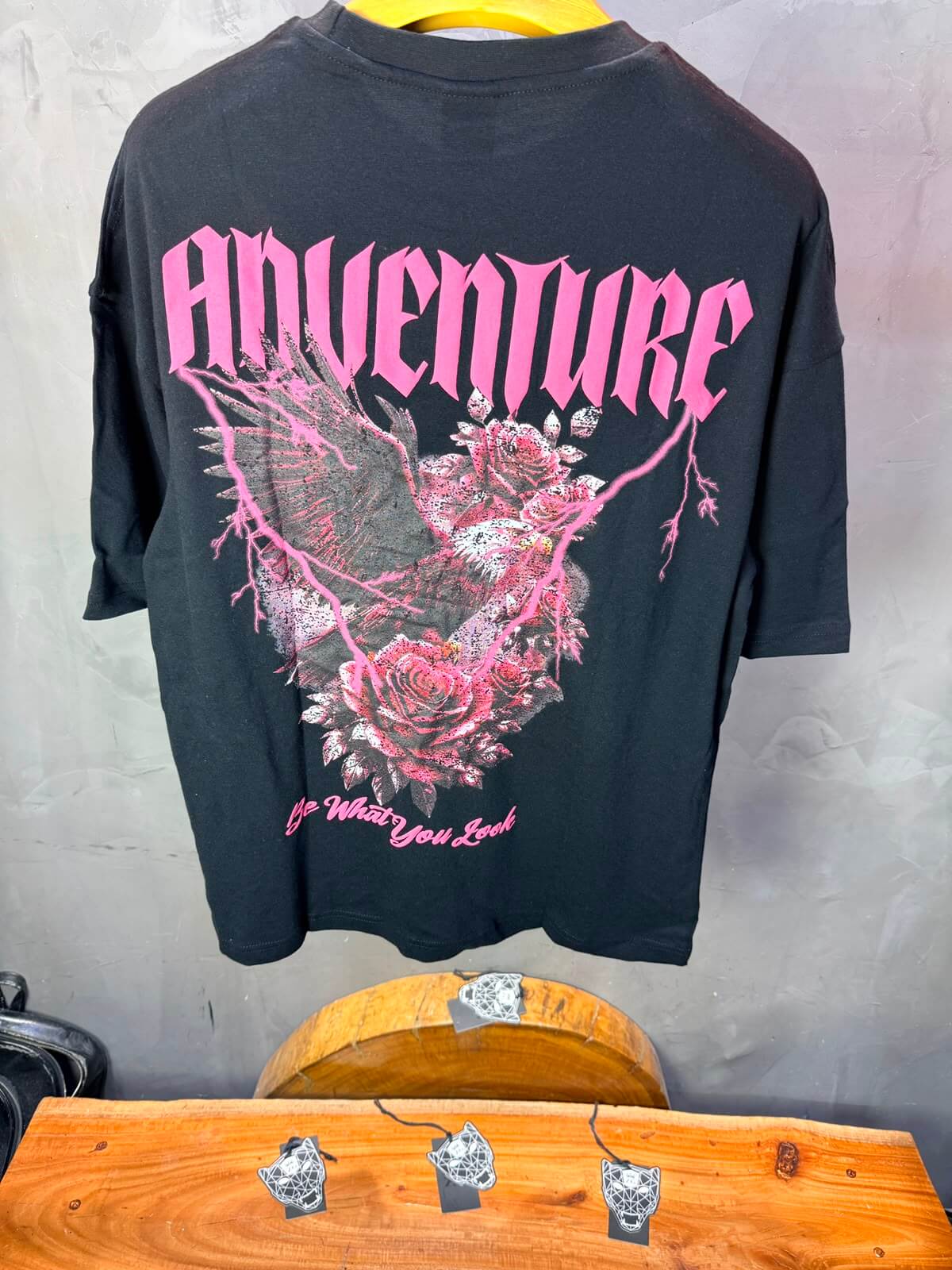 T-Shirt Adventure — Eagle & Roses — Noir 101