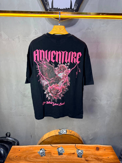 T-Shirt Adventure — Eagle & Roses — Noir 101