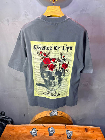 T-Shirt Essence Of Life — Skull & Roses — Grey 169