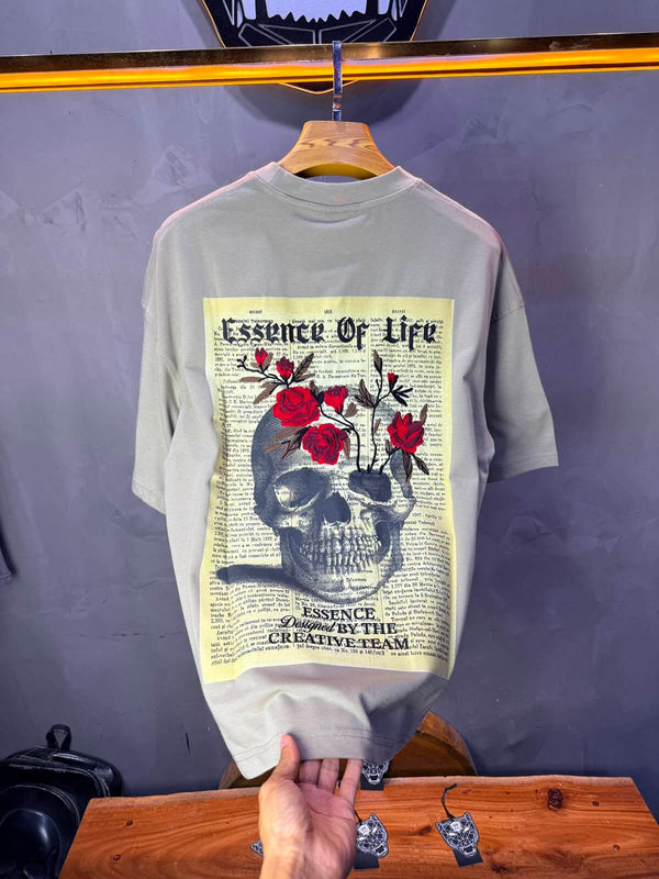 T-Shirt Essence Of Life — Skull & Roses — Beige 169