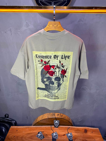 T-Shirt Essence Of Life — Skull & Roses — Beige 169