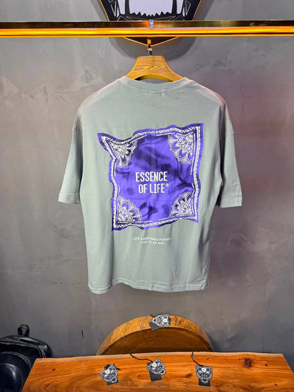 T-Shirt Essence Of Life® — Bandana Bleu — Gris Sage 091