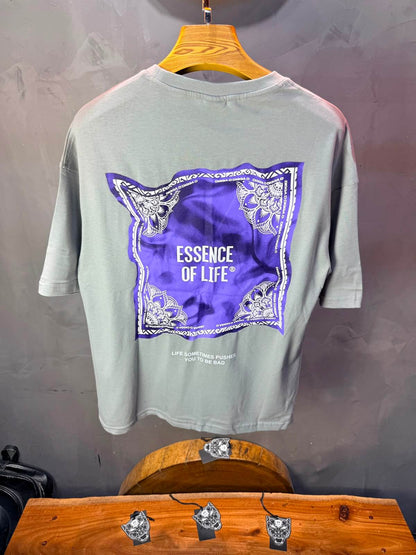 T-Shirt Essence Of Life® — Bandana Bleu — Gris Sage 091