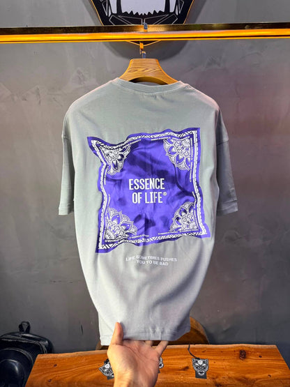 T-Shirt Essence Of Life® — Bandana Bleu — Gris Sage 091