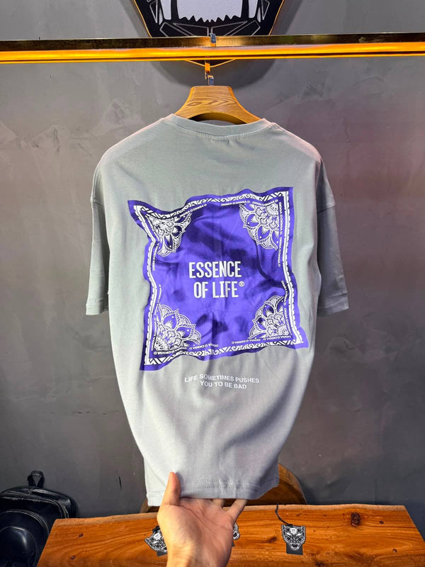 T-Shirt Essence Of Life® — Bandana Bleu — Gris Sage 091