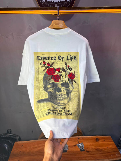 T-Shirt Essence Of Life — Skull & Roses — Blanc 169