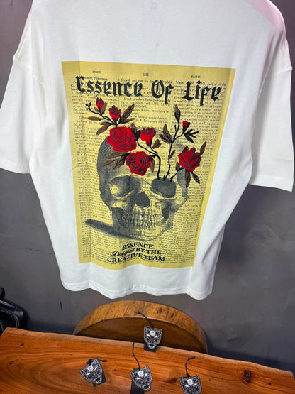 T-Shirt Essence Of Life — Skull & Roses — Blanc 169